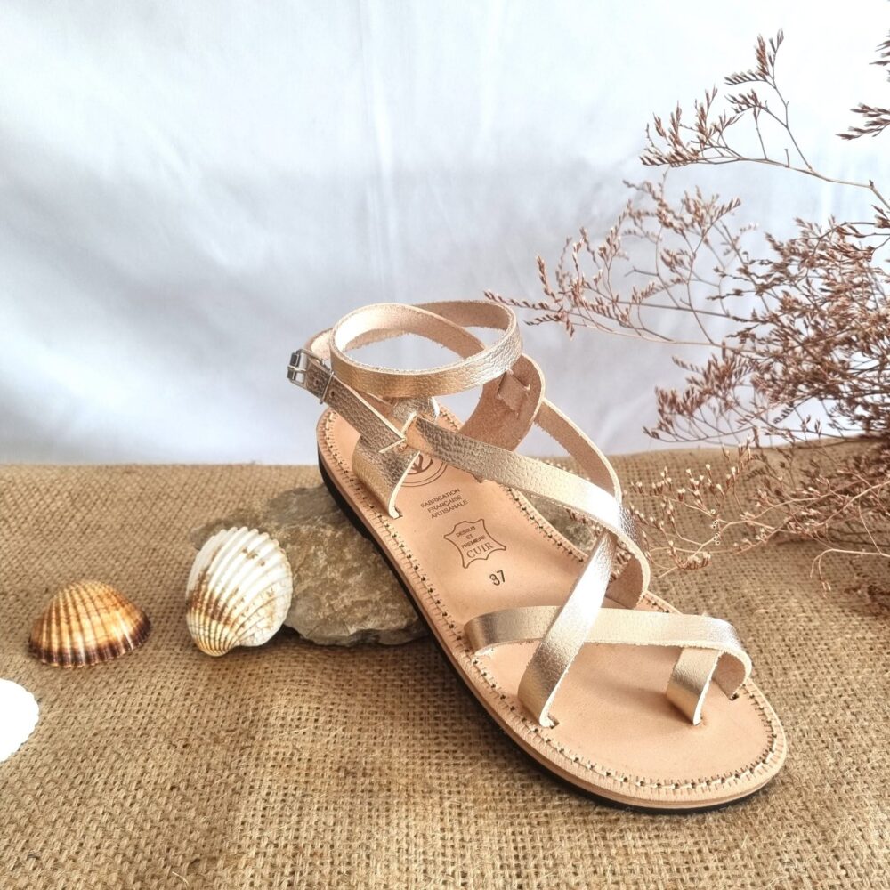 sandale cuir marjorie dorée