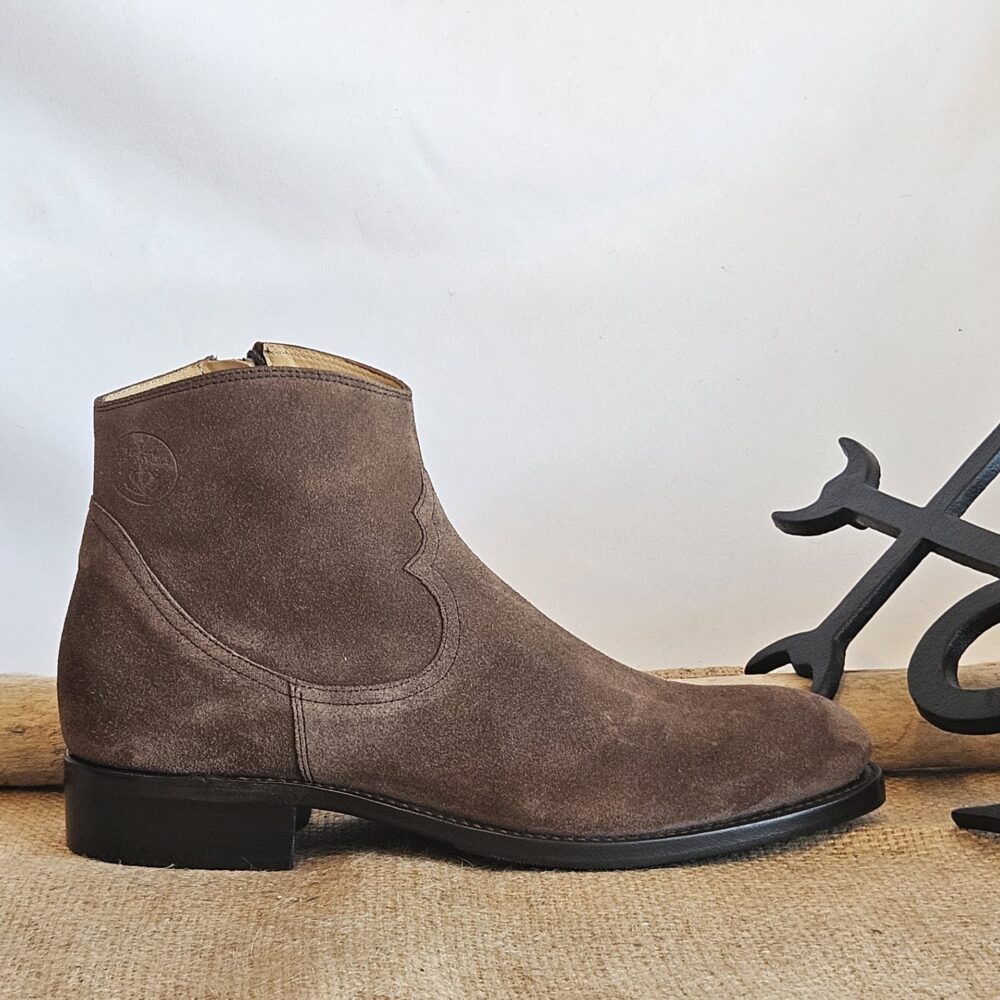bottine cuir velours brun ref bano chocolat