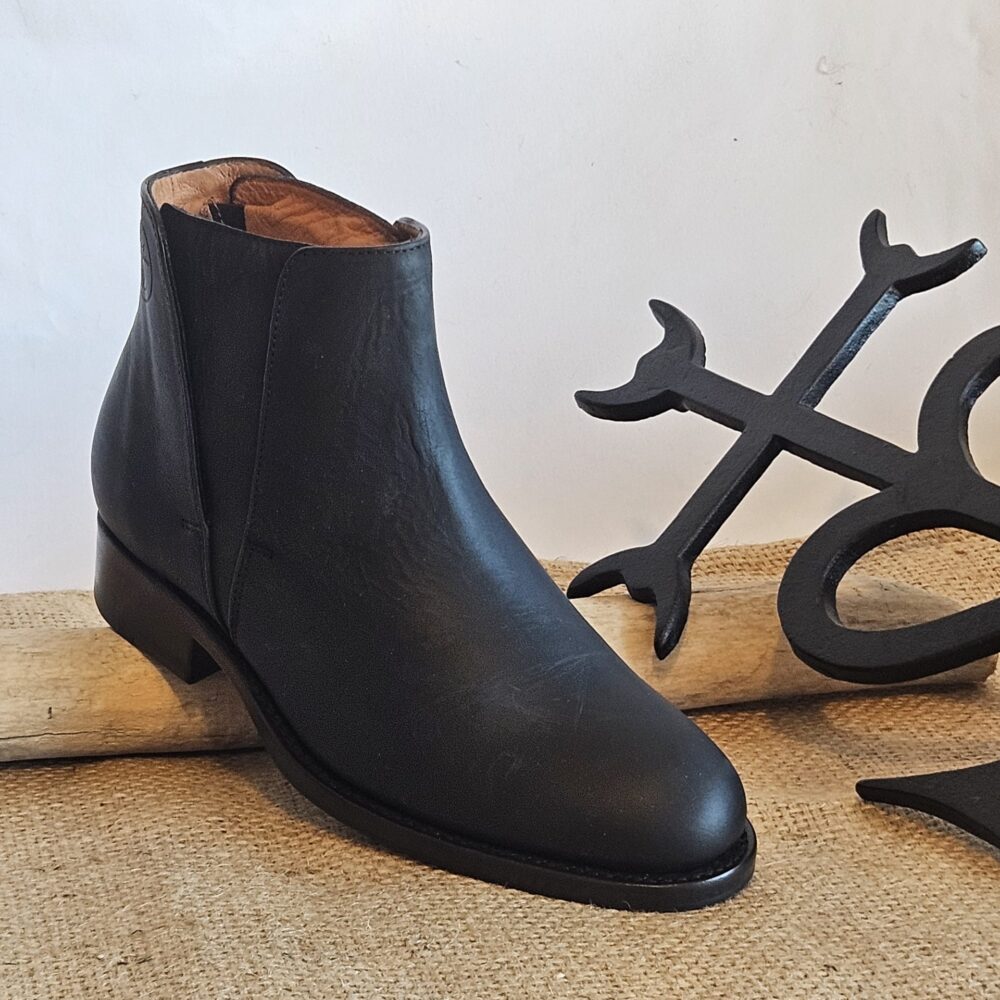 bottine femme cuir réf juliette noir mat